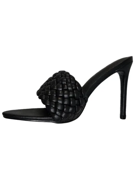 NWOB Cape Robbin Black Woven Slide Sandals Women’s Open Toe Braided Mules size 8 - Picture 2 of 9